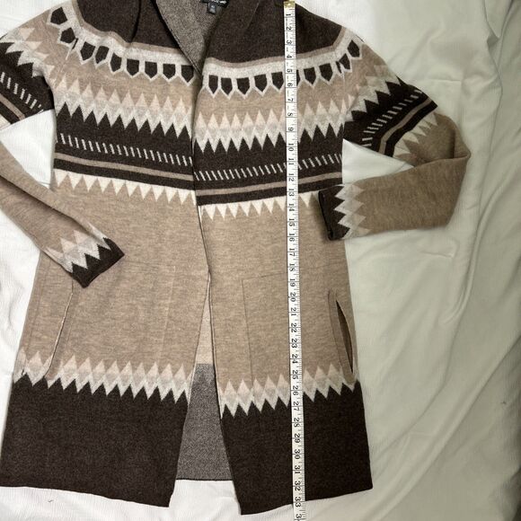 Merino wool Toad and Company Brown Navajo theme Hooded sweater jacket women’s XS - Picture 5 of 6